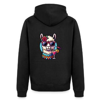 Llama Alpaca Summer - Unisex Premium Organic Zip Hoodie - black - Back - Nico (187cm)