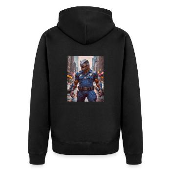 Dinos vivant Aujourd’hui policier dans une grande ville - Veste à capuche bio Premium Unisexe - noir - Dos - Nico (187cm)