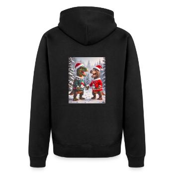 Dinosaure moche Noël pull hiver noël - Veste à capuche bio Premium Unisexe - noir - Dos - Nico (187cm)