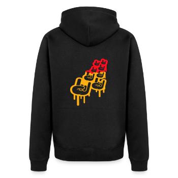 Heavy Metal Hard Rock Graffiti Hörner Handgeste - Unisex Premium Bio Zip Hoodie - Schwarz - Hinten - Nico (187cm)