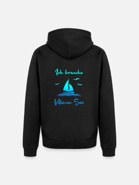 Ich brauche Vitamin See - Unisex Premium Bio Zip Hoodie - Schwarz