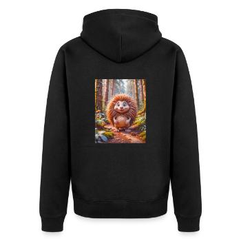 super cute Australian long nose echidna - Unisex Premium Organic Zip Hoodie - black - Back - Nico (187cm)