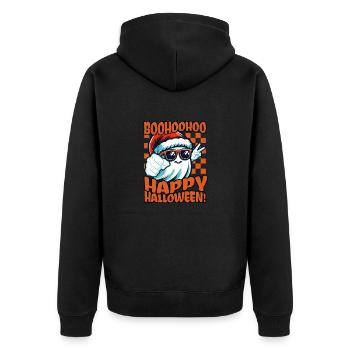 Boohoohoo Happy Halloween - Unisex Premium Bio Zip Hoodie - Schwarz - Hinten - Nico (187cm)