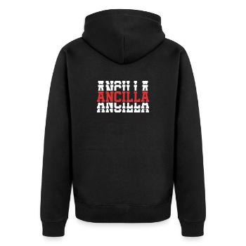 Girl Name Ancilla stacked gift idea - Unisex Premium Organic Zip Hoodie - black - Back - Nico (187cm)