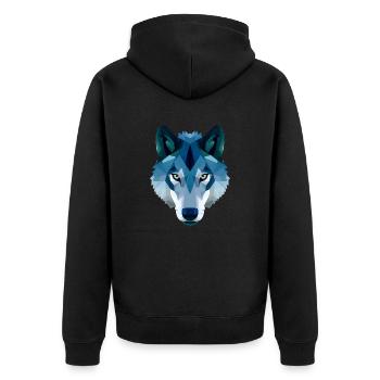 low polygon wolf in blue and white - Unisex Premium Organic Zip Hoodie - black - Back - Nico (187cm)