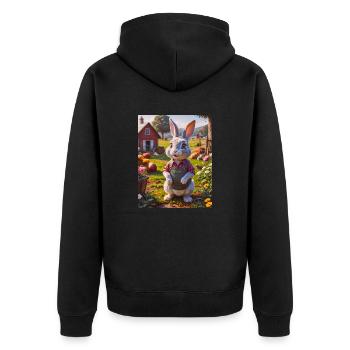 super cute animals on a farm – rabbit - Unisex Premium Organic Zip Hoodie - black - Back - Nico (187cm)