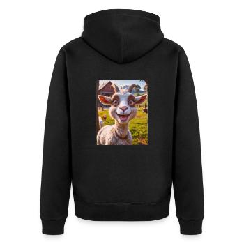 Animaux super mignons dans une ferme – chèvre - Veste à capuche bio Premium Unisexe - noir - Dos - Nico (187cm)