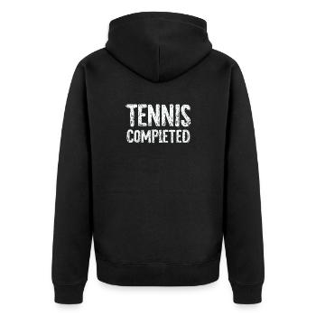 Tennis Shirt Hoodie Tennis Completed - Unisex Premium Bio Zip Hoodie - Schwarz - Hinten - Nico (187cm)