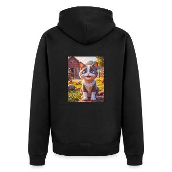 Animaux super mignons dans une ferme – chat - Veste à capuche bio Premium Unisexe - noir - Dos - Nico (187cm)