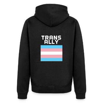 Trans ally - Unisex Premium Organic Zip Hoodie - black - Back - Nico (187cm)