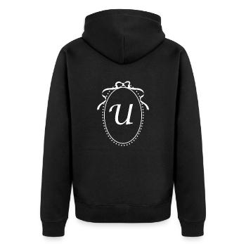 Vintage Ribbon Letter u - Gift Idea - Unisex Premium Organic Zip Hoodie - black - Back - Nico (187cm)