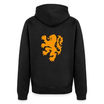 Coat of arms of the Netherlands: Pride & Style - Unisex Premium Organic Zip Hoodie - black - Back - Nico (187cm)