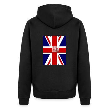 Eurovision Großbritannien - Unisex Premium Bio Zip Hoodie - Schwarz - Hinten - Nico (187cm)