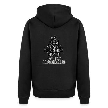 Rally Obedience Do more of what makes you white - Unisex Premium Bio Zip Hoodie - Schwarz - Hinten - Nico (187cm)