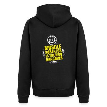 Les douleurs musculaires sont la nouvelle gueule de bois - Veste à capuche bio Premium Unisexe - noir - Dos - Nico (187cm)