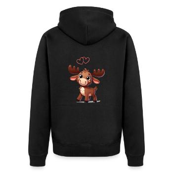 Amour comique de l’orignal - Veste à capuche bio Premium Unisexe - noir - Dos - Nico (187cm)