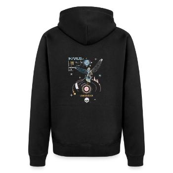 BigAir Ikarus Kitesurfer - Unisex Premium Bio Zip Hoodie - Schwarz - Hinten - Nico (187cm)