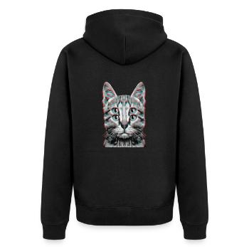 Glitch Weird Cat Kitten Optical Illusion - Unisex Premium Organic Zip Hoodie - black - Back - Nico (187cm)