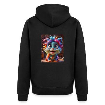 Happy Halloween, süß, Monster, wilde Haare, gruselig, lustig - Unisex Premium Bio Zip Hoodie - Schwarz - Hinten - Nico (187cm)