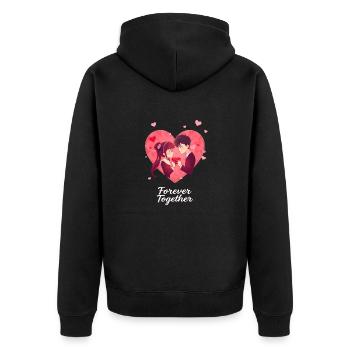 Anime Valentinstag Design - Unisex Premium Bio Zip Hoodie - Schwarz - Hinten - Nico (187cm)