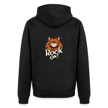 Cat - Rock on - Unisex Premium Organic Zip Hoodie - black - Back - Nico (187cm)