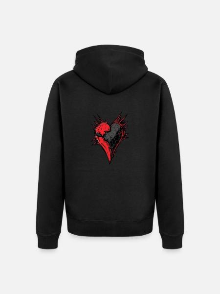 Herz - Rock on! - Unisex Premium Bio Zip Hoodie - Schwarz