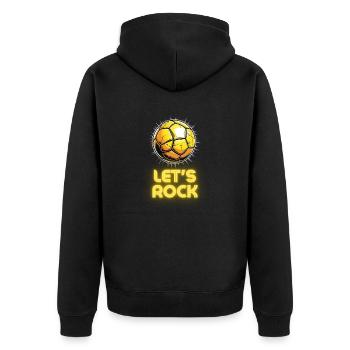 Handball Sport Gold - Lets Rock - Unisex Premium Bio Zip Hoodie - Schwarz - Hinten - Nico (187cm)