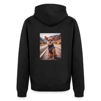 super mignon chiens victimes de la mode Chihuahua motard - Veste à capuche bio Premium Unisexe - noir - Dos - Nico (187cm)