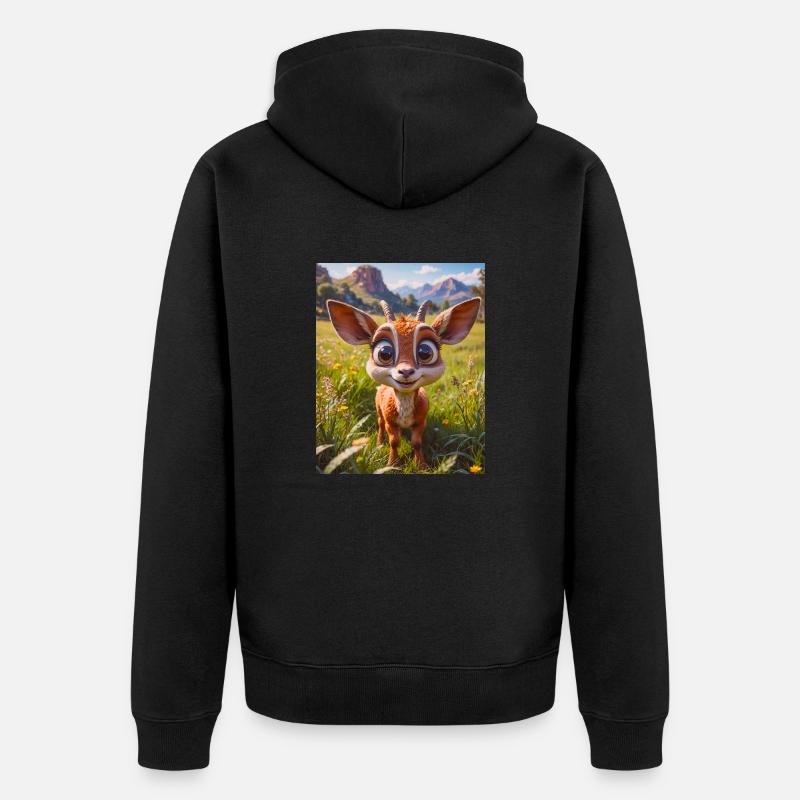 animaux africains super mignons – Antilope - Veste à capuche bio Premium Unisexe - noir