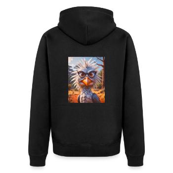 animaux africains super mignons – Secrétaire Oiseau - Veste à capuche bio Premium Unisexe - noir - Dos - Nico (187cm)