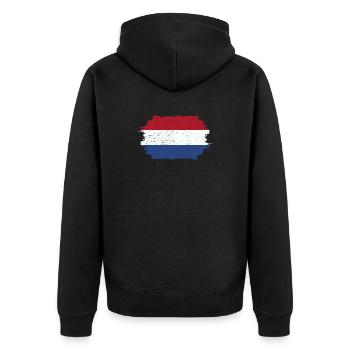 Brush Stroke Dutch Flag Art Print - Unisex Premium Organic Zip Hoodie - black - Back - Nico (187cm)