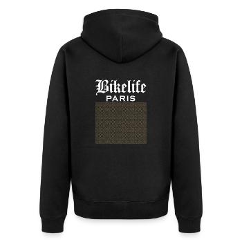 TheRealBikelife Paris Monogramme - Veste à capuche bio Premium Unisexe - noir - Dos - Nico (187cm)