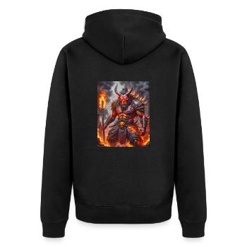 Féroce Oni à la peau rouge brandissant une massue de fer au milieu du dar - Veste à capuche bio Premium Unisexe - noir - Dos - Nico (187cm)