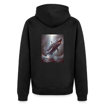 Bake-kujira Skelett Geisterwal gleitet durch m - Unisex Premium Bio Zip Hoodie - Schwarz - Hinten - Nico (187cm)
