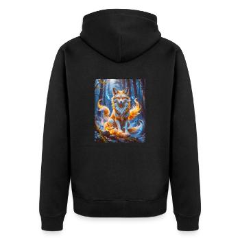 Elegant multi-tailed Kitsune with glowing foxfire - Unisex Premium Organic Zip Hoodie - black - Back - Nico (187cm)
