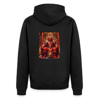 Shuten-dōji Rothäutiger Dämonenkönig trinkt Sake o - Unisex Premium Bio Zip Hoodie - Schwarz - Hinten - Nico (187cm)