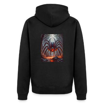 Tsuchigumo Monströse Riesenspinne mit leuchtendem Rot - Unisex Premium Bio Zip Hoodie - Schwarz - Hinten - Nico (187cm)
