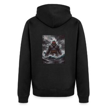 Umibōzu Kolossaler Schwarzmeergeist, der über der Straße thront - Unisex Premium Bio Zip Hoodie - Schwarz - Hinten - Nico (187cm)