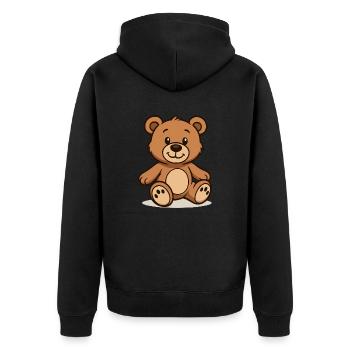 Teddybär Comic - Unisex Premium Bio Zip Hoodie - Schwarz - Hinten - Nico (187cm)