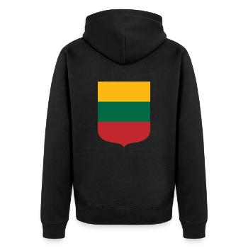 Lithuania - Unisex Premium Organic Zip Hoodie - black - Back - Nico (187cm)