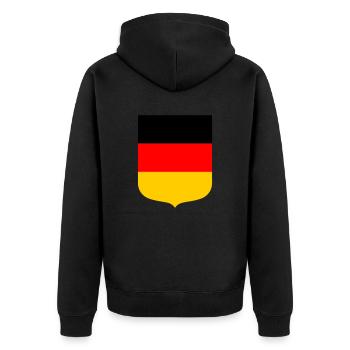 Deutschland - Unisex Premium Bio Zip Hoodie - Schwarz - Hinten - Nico (187cm)