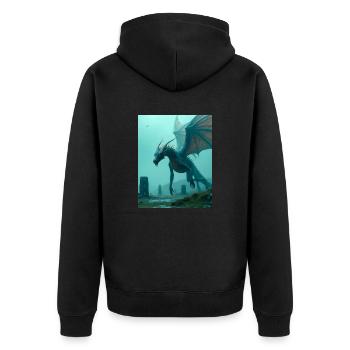 Tsmok, Belarusian Slavic dragon of treasure and st - Unisex Premium Organic Zip Hoodie - black - Back - Nico (187cm)