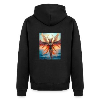 Alkonost, Slavic mythical bird with a divine voice - Unisex Premium Organic Zip Hoodie - black - Back - Nico (187cm)