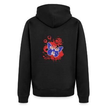 Vintage Schmetterling mit Blumen - Unisex Premium Bio Zip Hoodie - Schwarz - Hinten - Nico (187cm)
