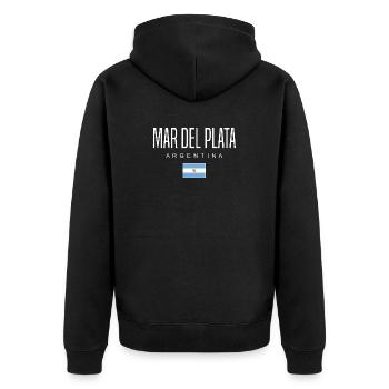 Mardelplata Argentinien Argentinier - Unisex Premium Bio Zip Hoodie - Schwarz - Hinten - Nico (187cm)