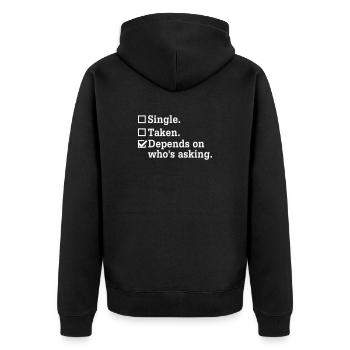 Single? – Junggesellenabschied Party Design - Unisex Premium Bio Zip Hoodie - Schwarz - Hinten - Nico (187cm)