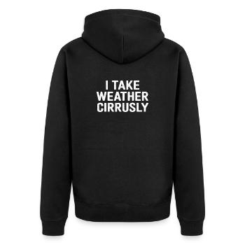 Ich nehme das Wetter cirrusly - Lustige Meteorologie - Unisex Premium Bio Zip Hoodie - Schwarz - Hinten - Nico (187cm)
