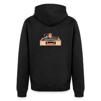 Chat rétro à la platine - Veste à capuche bio Premium Unisexe - noir - Dos - Nico (187cm)