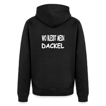 Dachshund - Unisex Premium Organic Zip Hoodie - black - Back - Nico (187cm)