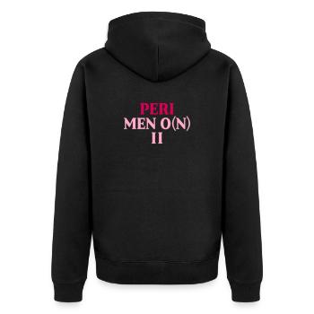 FRAUEN PERIMENOPAUSE - Unisex Premium Bio Zip Hoodie - Schwarz - Hinten - Nico (187cm)